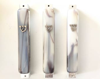 Mezuzah case from fused glass - Jewish wedding/engagement gift - abstract mezuzah cover for Jewish home - modern Judaica made in Israel