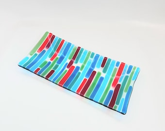 Fused glass platter - elegant glass serving tray - decorative serving piece - living room centerpiece - unique holiday gift made in Israel