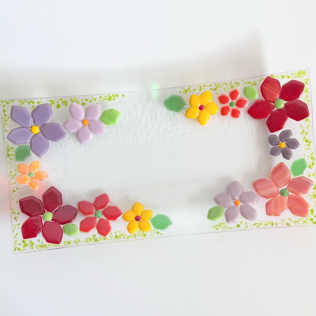 Floral Fused Glass Tray Unique Summer Home Decor Cheerful Centerpiece Housewarming Gift Fruit Platter Passover Matza Tray - Etsy