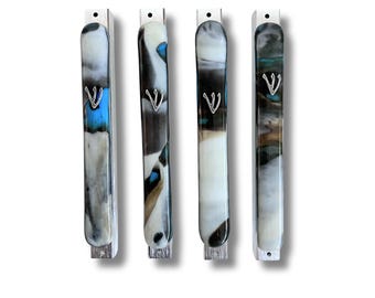 Fused glass mezuzah case - Jewish wedding/engagement gift - mezuzah cover for Jewish home - Judaica - made in Israel - Jewish home decor