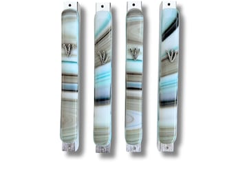 Turquoise swirl glass Mezuzah case - Jewish wedding/engagement gift - mezuzah for Jewish home - Judaica made in Israel - Jewish home decor