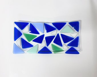 Fused glass platter - elegant glass serving tray - decorative serving piece - living room centerpiece - unique holiday gift made in Israel