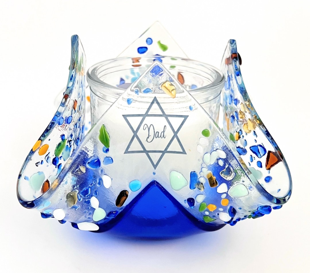 Yahrzeit Candle Holder for Father Jewish Sympathy Gift Yizkor Memorial