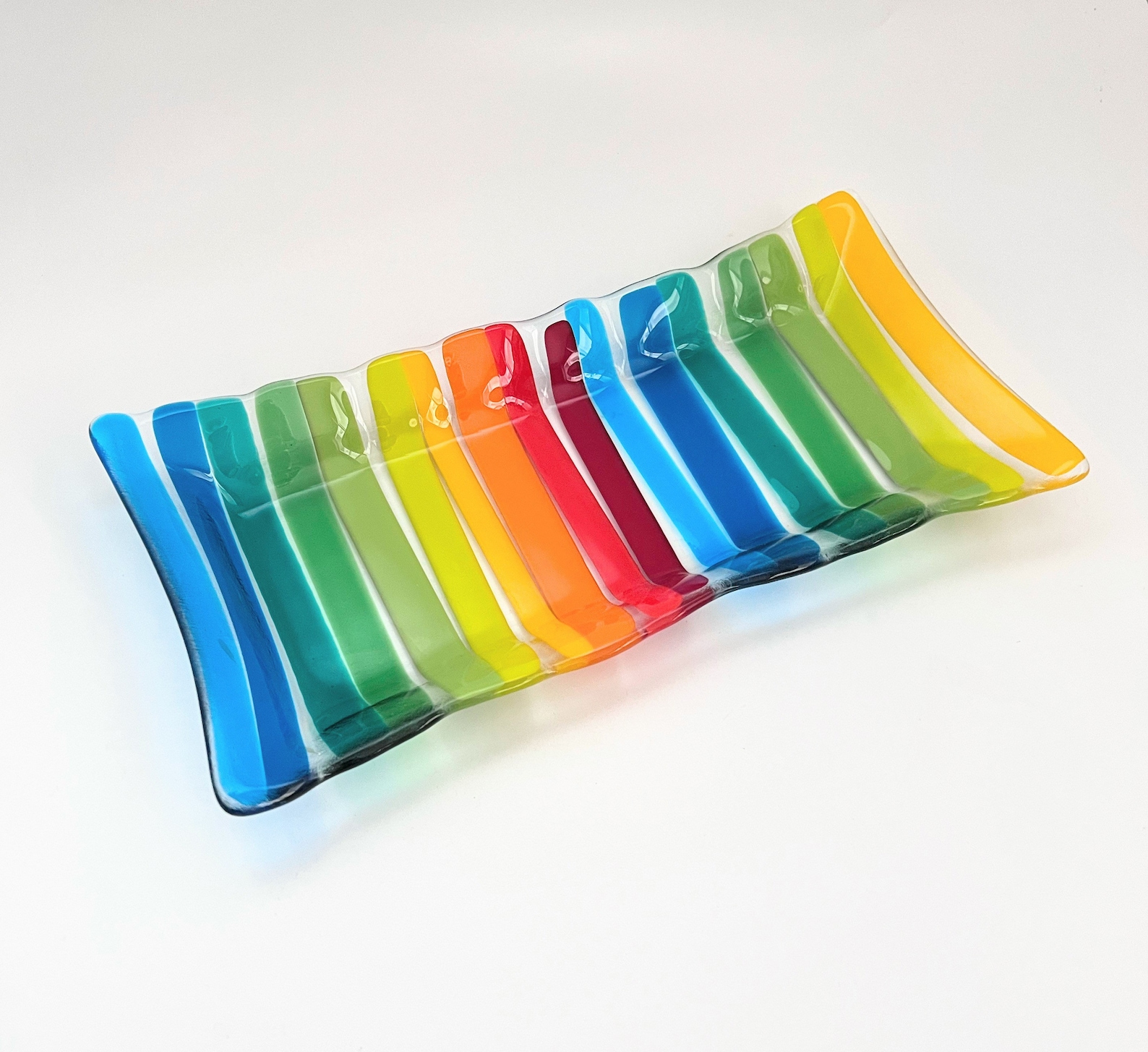 Rainbow Fused Glass Platter Fused Glass Serving Tray Etsy