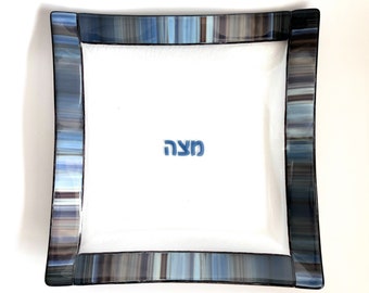 Matzah plate - Passover glass Matzoh tray - Jewish wedding gift - modern Pesach centerpiece - Passover holiday gift - Judaica made in Israel