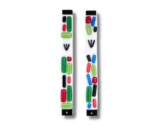 Glass Mezuzah in rainbow colors - Jewish wedding/engagement gift - mezuzah case for Jewish home - Judaica made in Israel - Jewish home decor