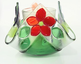 Yahrzeit candle holder - Yizkor memorial candle holder - spring floral Jewish sympathy gift - Judaica - made in Israel - Jewish holiday gift