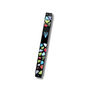 Black fused glass mezuzah case - Jewish wedding/engagement gift - artistic mezuzah cover - Judaica - made in Israel - Jewish home decor