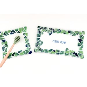 Rosh HaSchanah Apfel und Honig Teller Set - Jüdisches Neujahrsgeschenk - Moderne Jejuda, Made in Israel - Festlicher Feiertagsdekor