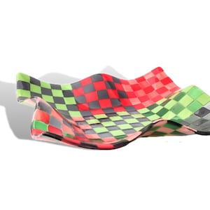 Glass centerpiece for dining table - modern art bowl - fused glass coffee table centerpiece - checkered home decor - wedding/engagement gift
