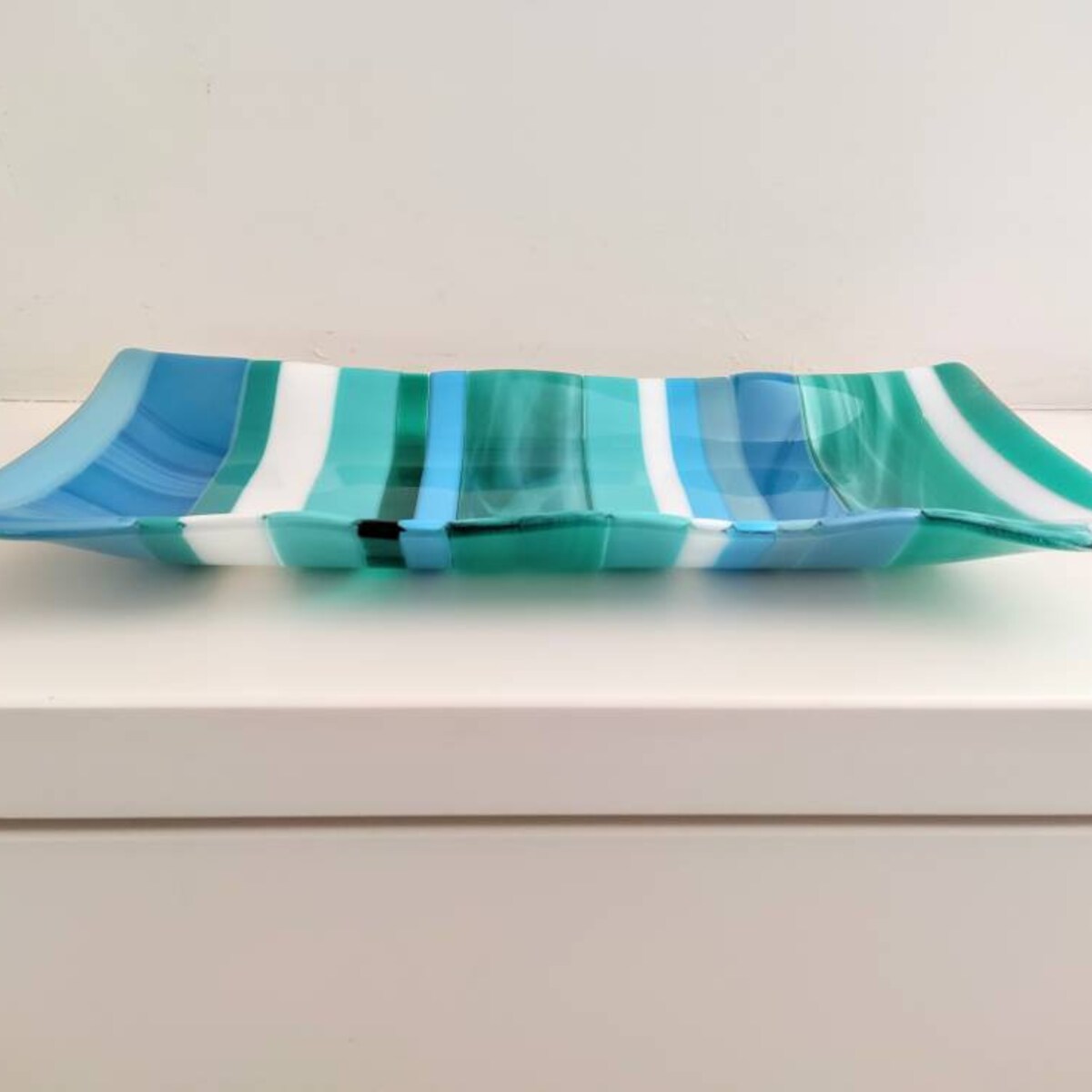 Fused Glass Platter With Ocean Colors Large Blue & Turquoise Glass Centerpiece Made in Israel Exclusive Housewarming Gift Home Decor - Etsy