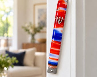 Modern Fused Glass Mezuzah Case - Jewish wedding/engagement gift - Housewarming gift handmade in Israel