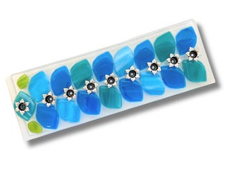 Hanukkah menorah from fused glass - unique modern Judaica - Bar/Bat mitzva gift - made in Israel - Jewish wedding gift - artistic menorah