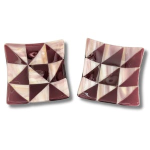 Fused Glass Bowl Set - small candy dishes - jewelry catchall dish - modern geometric design glass art bowls - holiday gift - made in Israel