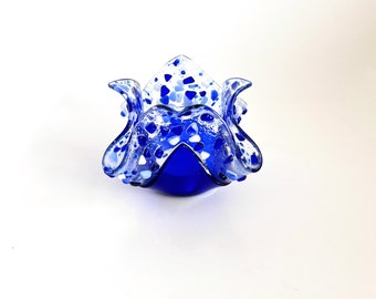 Blue tea light candle holder