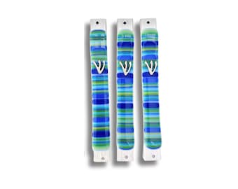 Fused glass mezuzah case - Jewish wedding/engagement gift - mezuzah cover for Jewish home - Judaica - made in Israel - Jewish home decor