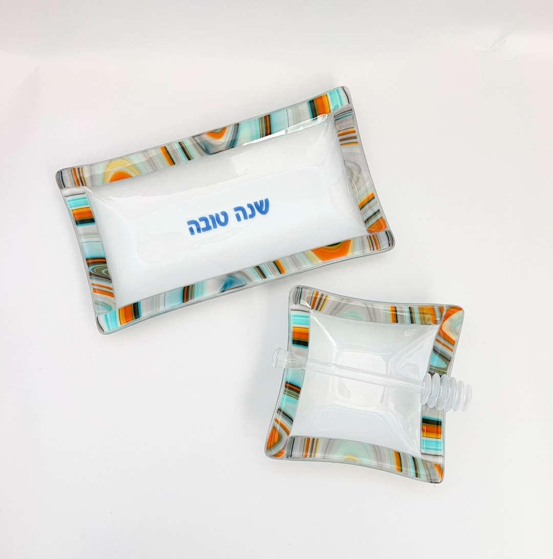 Rosh Hashanah Apple and Honey Dish Set Jewish New Year Gift Modern