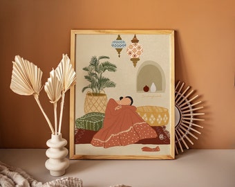 South Asian Art Print, Traditional Indian Desi Art, Brown Girl Artwork, South Indian Print Gift, Indian Traditional Art, Asian Women WallArt