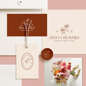 Floral Stylish Logo | Premade Semi Custom Botanical Flower Logo for Elegant Branding & Photography Design
