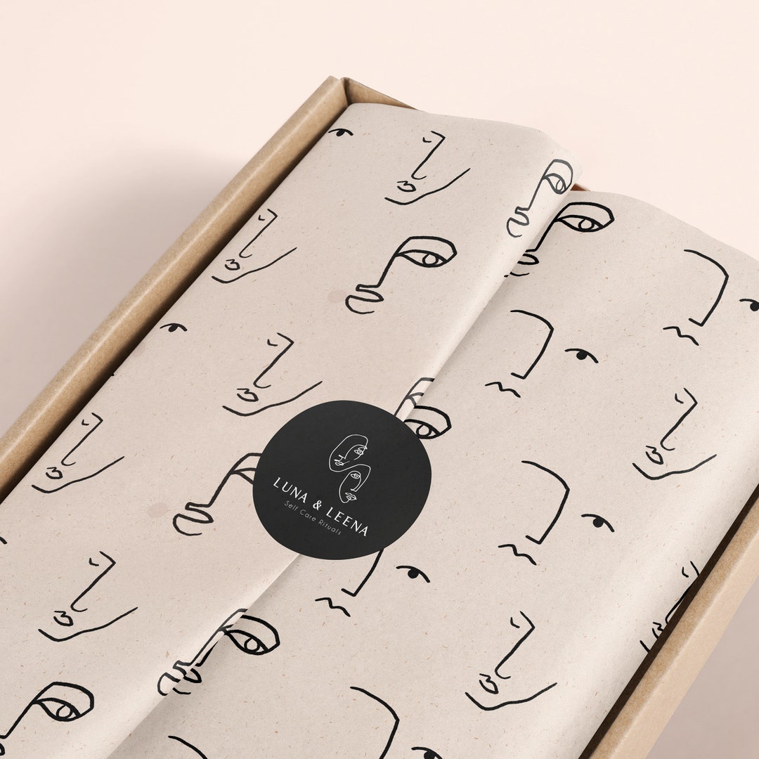 Digital Pattern Paper, Line Art Abstract Faces Pattern, Premade ...