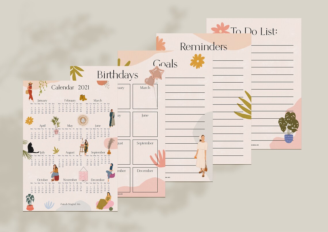 2021-calendar-illustrative-printable-instant-digital-etsy