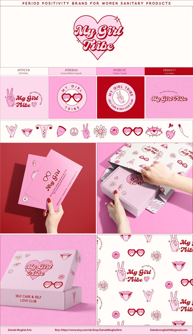 Custom Hand Drawn Logo Design with Full Branding Kit | Modern Feminine Illustrated Logos for Small Business Brand Identity, Creative Package image 14