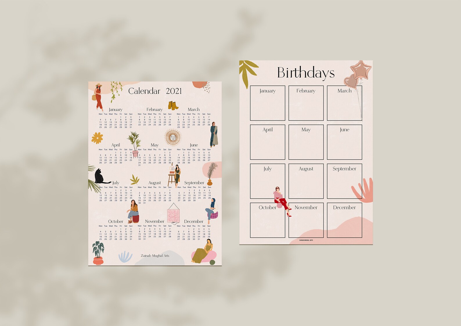 2021-calendar-illustrative-printable-instant-digital-etsy