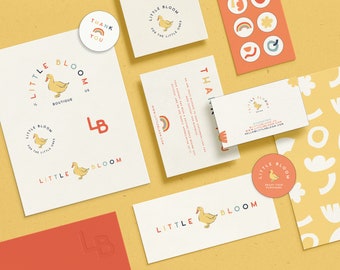Semi Custom Branding Kit, Baby, kids and Children Logo Branding, Cute Colourful & Fun Brand Identity, Illustration Graphic Premade Logo Kit