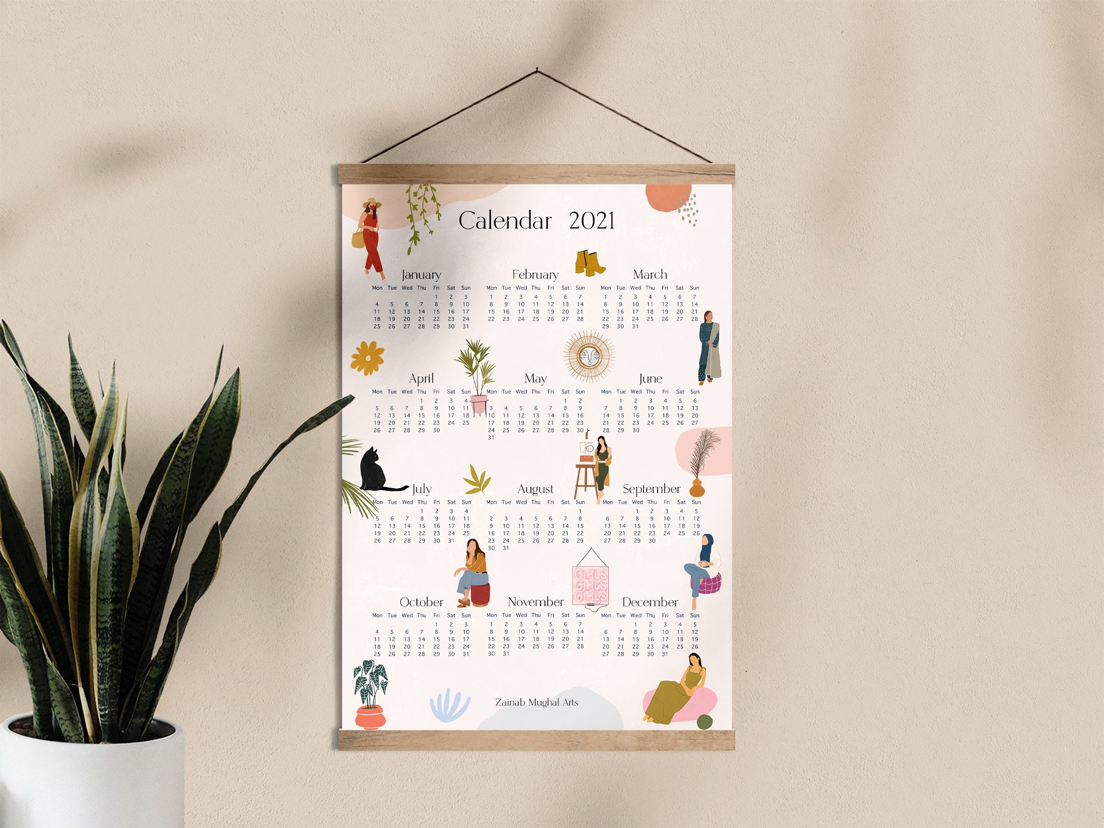 2021-calendar-illustrative-printable-instant-digital-etsy