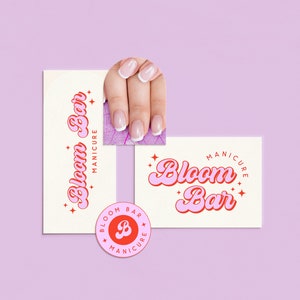 Retro Beauty Logo Bundle: Pink 70s Bohemian Design (Digital File)