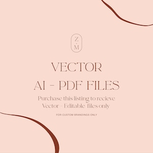 May include: A digital illustration of a logo with the letters "Z.M." in a circle. The text "VECTOR AI - PDF FILES" is below the logo. The text "Purchase this listing to recieve Vector - Editable files only" is below the text "VECTOR AI - PDF FILES". The text "FOR CUSTOM BRANDINGS ONLY" is below the text "Vector - Editable files only".