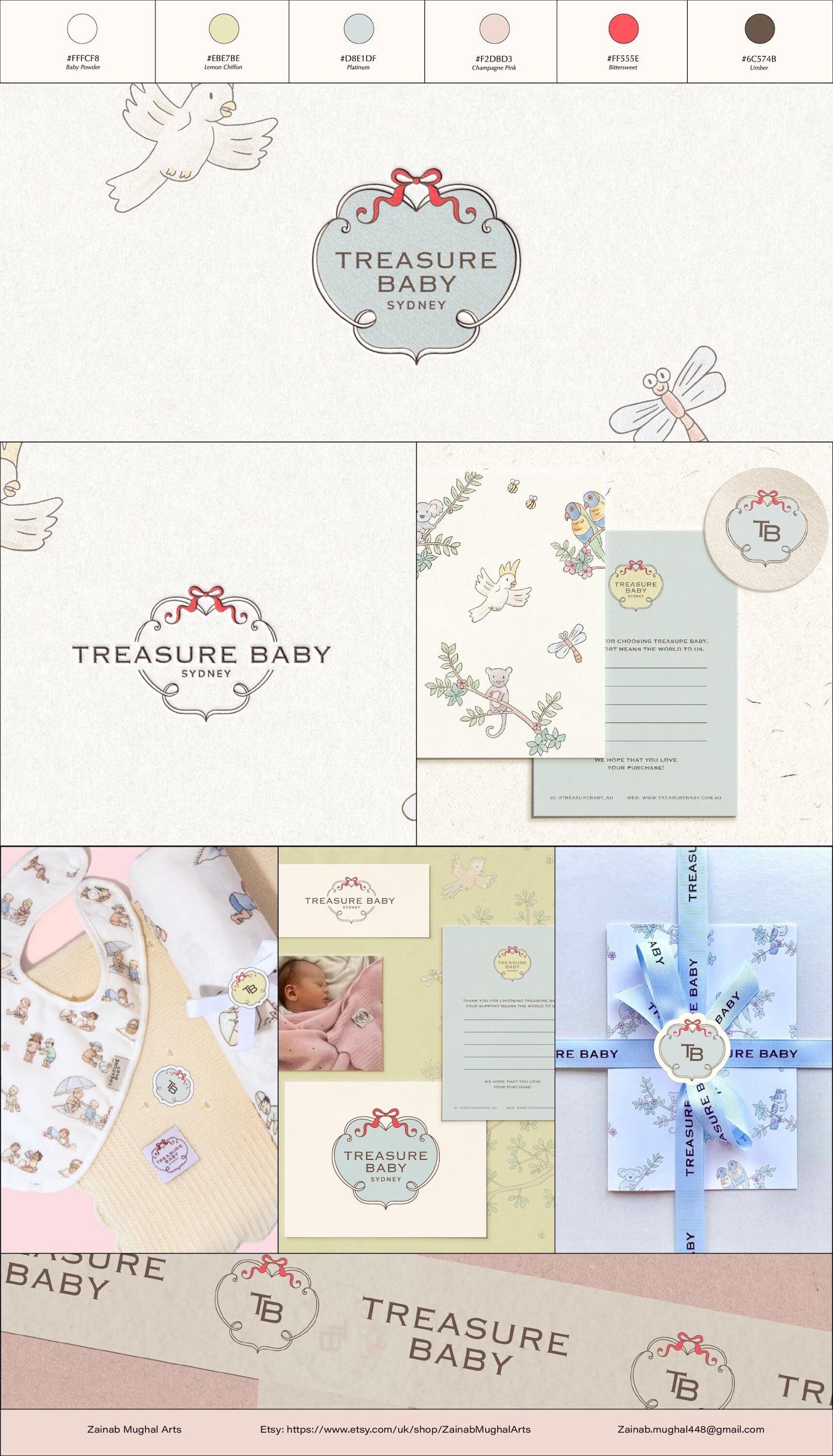 Custom Hand Drawn Branding Kits for Baby, Children Toddler Business ...