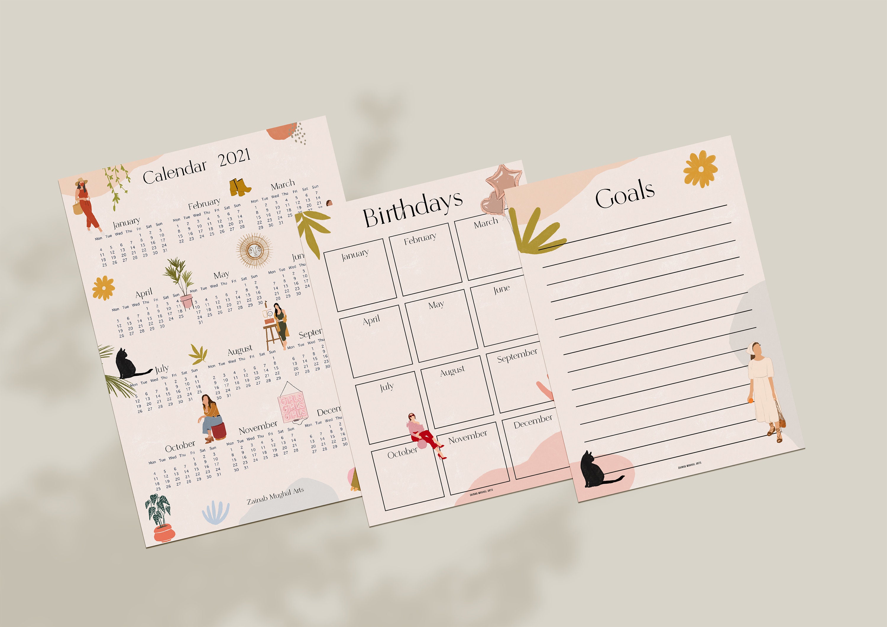 2021-calendar-illustrative-printable-instant-digital-etsy