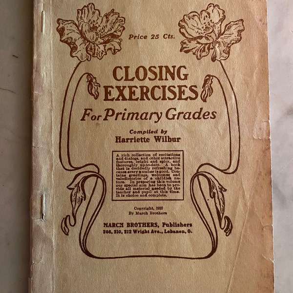 Closing Exercises for Primary Grades by Harriette Wilbur -- Vintage Schoolbook -- 1920 School Exercises for Graduation -- Antique Graduation