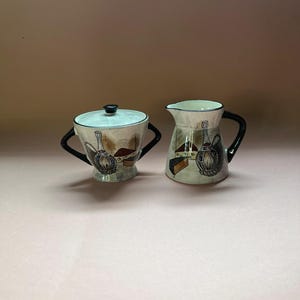 Capri by Royal Sealy Creamer and Sugar Bowl---Fabulous 50s Cream & Sugar Set---Midcentury Modern Creamer and Sugar Bowl---Coffee and Tea Set