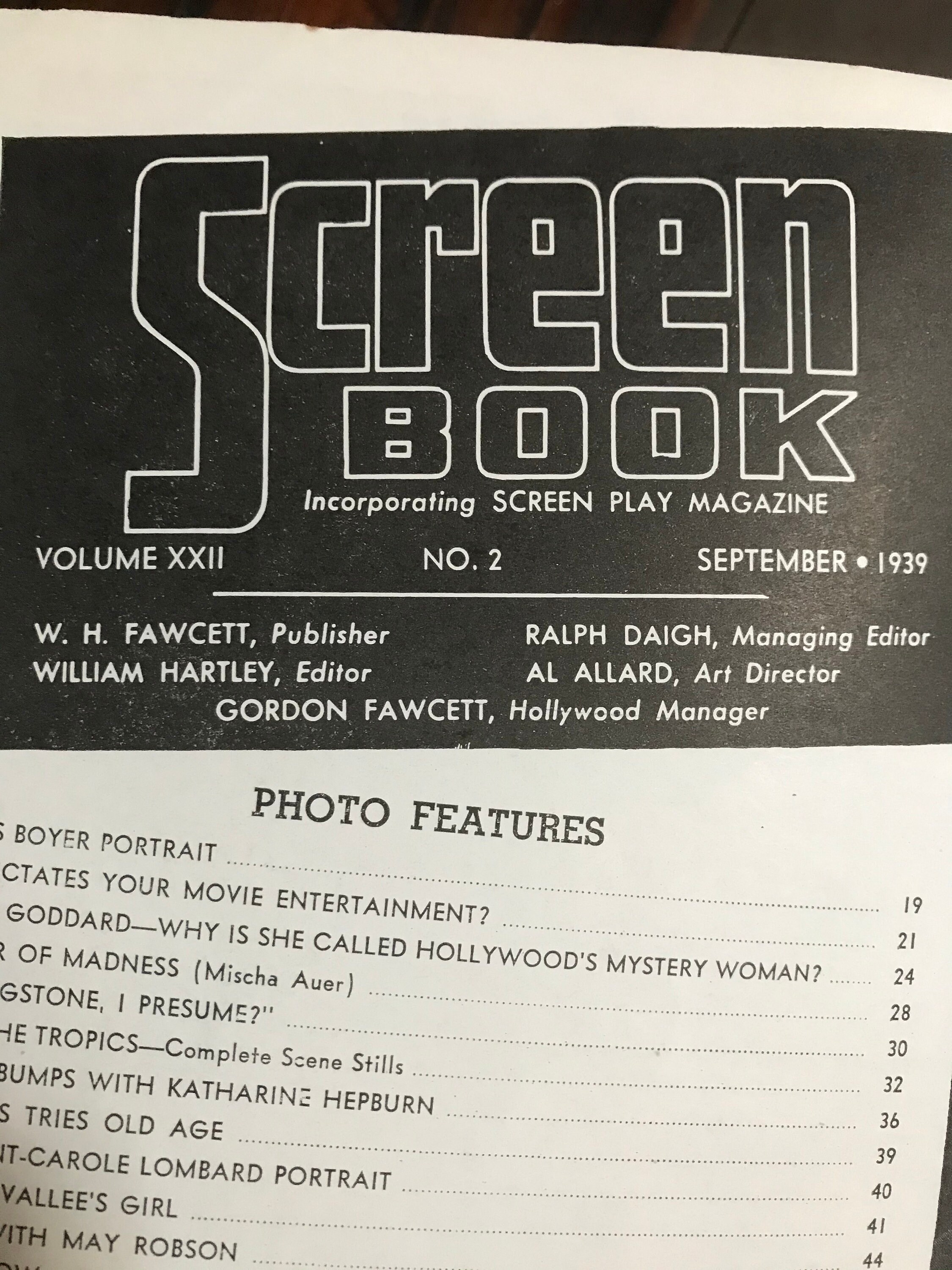 1939 Screen Book Magazine Vintage Movie Magazine Film Etsy