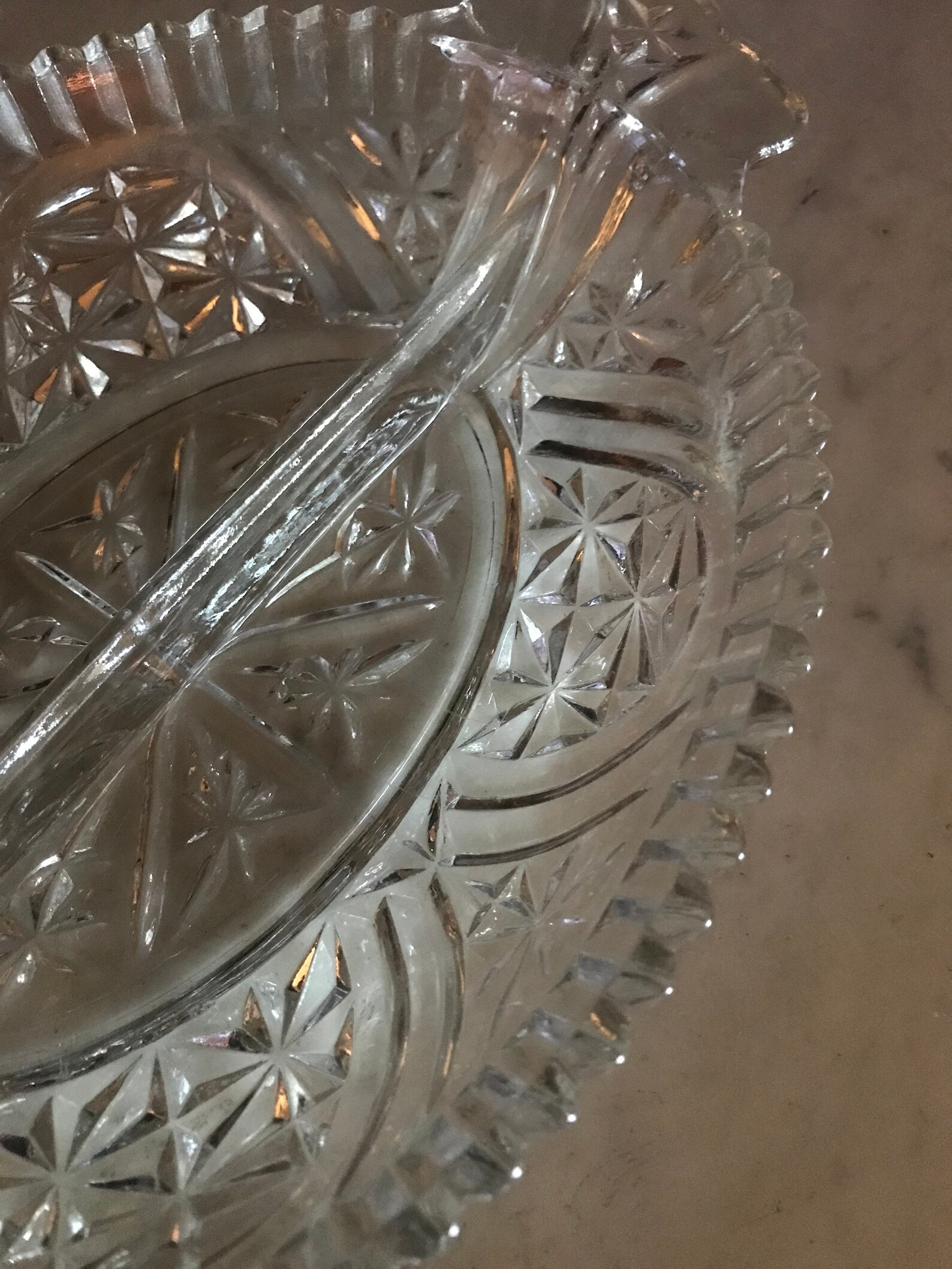 Vintage Pressed Glass Relish Dish With Divider Midcentury Modern Candy