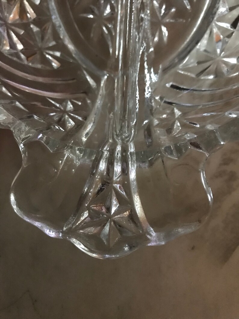 Vintage Pressed Glass Relish Dish With Divider Midcentury Etsy