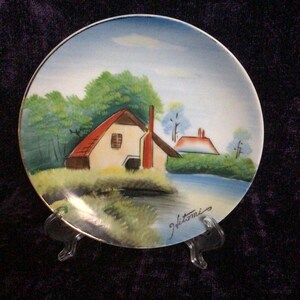 Hitomi Hand-Painted Japanese Art Plate Circa 1950s