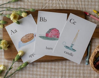 Watercolor Alphabet Flashcards: Nature-Inspired ABC Cards