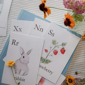 Alphabet Flashcards | Educational Alphabet Flashcards | Watercolour Illustration ABC Cards, Playroom Decor, Homeschool, Back to School