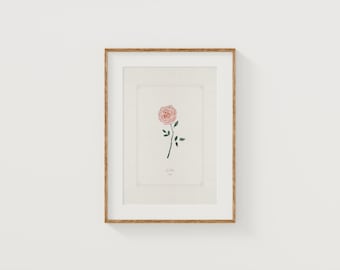 June Birth Flower Rose Print: Hand Watercolor Giclée Art (8x10)