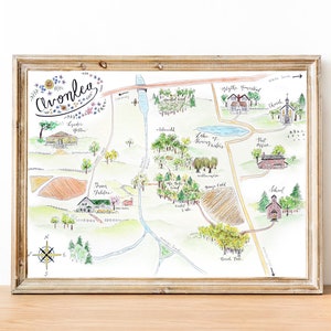 Avonlea Map (Anne of Green Gables) - Watercolour Print - 8x10 or 11x14