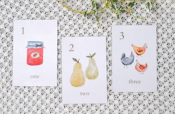 Watercolor Number Flashcards 1-20: Educational Cards, Homeschool Printable