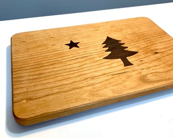 Maine State Flag Cutting/Serving Board | 12 x 8" | Cherry hardwood w Walnut Inlay