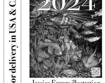 2024 (US & CA) Fish Art Wall calendars