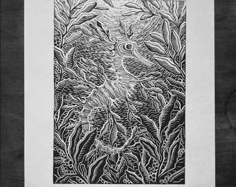 Seadragon - Impressão linogravura
