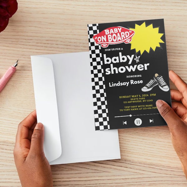 Vans Skate Theme Baby Shower Invitation