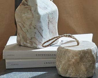 Marble House Doorstop • Solid Marble Door Stopper • Heavy Stone Door Weight • Neutral Home Decor • Unique House Shape Door Holder