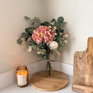 Handmade Luxury Silk Autumn Floral Arrangement | Hydrangea, Ranunculus and Eucalyptus | Artificial Flower Bouquet Home Decor - Mabel